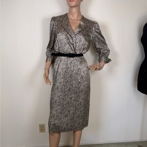 Adrianna Papell 1980s style silk Long Sleeve Dress